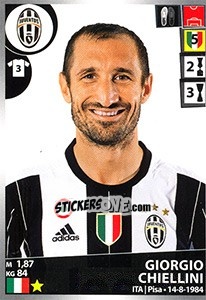 Sticker Giorgio Chiellini - Calciatori 2016-2017 - Panini