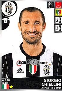 Sticker Giorgio Chiellini - Calciatori 2016-2017 n. 259 - Panini