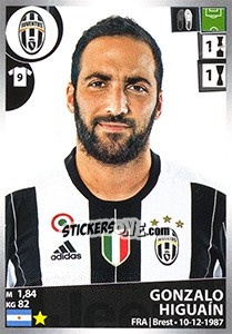 Sticker Gonzalo Higuaín - Calciatori 2016-2017 n. 277 - Panini
