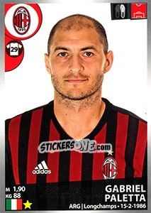 Sticker Gabriel Paletta - Calciatori 2016-2017 - Panini