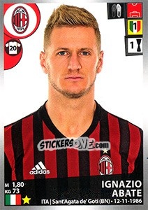 Sticker Ignazio Abate - Calciatori 2016-2017 n. 315 - Panini