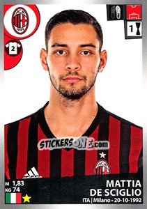 Sticker Mattia De Sciglio - Calciatori 2016-2017 n. 318 - Panini