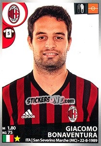 Cromo Giacomo Bonaventura - Calciatori 2016-2017 - Panini