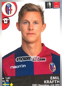 Sticker Emil Krafth - Calciatori 2016-2017 n. 38 - Panini