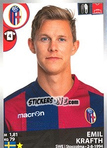 Cromo Emil Krafth - Calciatori 2016-2017 - Panini