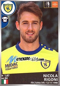 Figurina Nicola Rigoni - Calciatori 2016-2017 - Panini