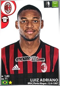 Figurina Luiz Adriano - Calciatori 2016-2017 - Panini