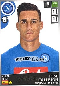 Sticker José Callejón - Calciatori 2016-2017 - Panini
