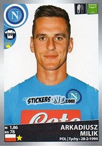 Figurina Arkadiusz Milik - Calciatori 2016-2017 - Panini