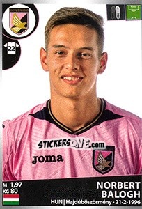 Cromo Norbert Balogh - Calciatori 2016-2017 - Panini