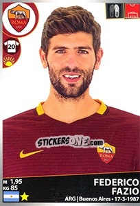 Sticker Federico Fazio - Calciatori 2016-2017 - Panini