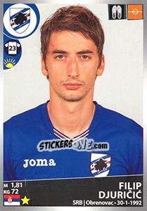 Sticker Filip Djuricic - Calciatori 2016-2017 n. 461 - Panini