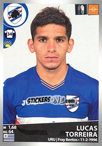 Sticker Lucas Torreira - Calciatori 2016-2017 n. 465 - Panini