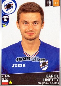 Sticker Karol Linetty - Calciatori 2016-2017 n. 466 - Panini