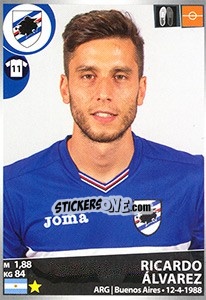 Sticker Ricardo Álvarez - Calciatori 2016-2017 n. 469 - Panini