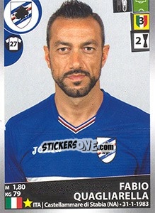 Figurina Fabio Quagliarella - Calciatori 2016-2017 - Panini