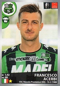 Cromo Francesco Acerbi - Calciatori 2016-2017 - Panini