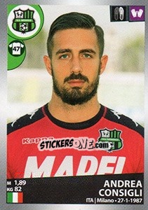 Sticker Andrea Consigli - Calciatori 2016-2017 - Panini