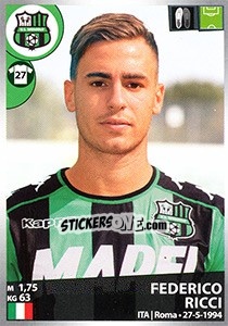 Sticker Federico Ricci - Calciatori 2016-2017 n. 498 - Panini