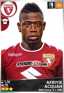 Figurina Afriyie Acquah - Calciatori 2016-2017 - Panini