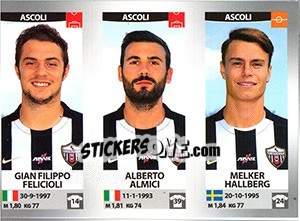 Sticker Gian Filippo Felicioli / Alberto Almici / Melker Hallberg - Calciatori 2016-2017 n. 585 - Panini