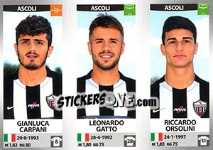 Sticker Gianluca Carpani / Leonardo Gatto / Riccardo Orsolini - Calciatori 2016-2017 n. 587 - Panini