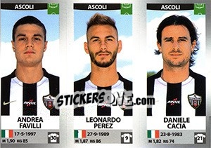 Figurina Andrea Favilli / Leonardo Perez / Daniele Cacia - Calciatori 2016-2017 - Panini