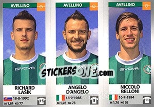 Sticker Richard Lašík - Angelo D'Angelo - Niccolò Belloni - Calciatori 2016-2017 n. 593 - Panini