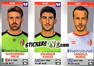 Sticker Alessandro Micai / Salvador Ichazo / Vangelis Moras - Calciatori 2016-2017 n. 598 - Panini