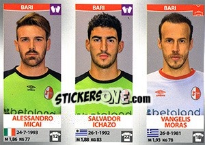 Sticker Alessandro Micai / Salvador Ichazo / Vangelis Moras - Calciatori 2016-2017 - Panini