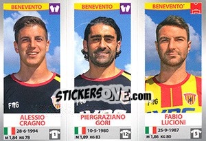 Sticker Alessio Cragno / Piergraziano Gori / Fabio Lucioni - Calciatori 2016-2017 n. 605 - Panini