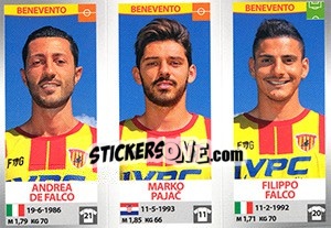 Sticker Andrea De Falco / Marko Pajac / Filippo Falco - Calciatori 2016-2017 - Panini