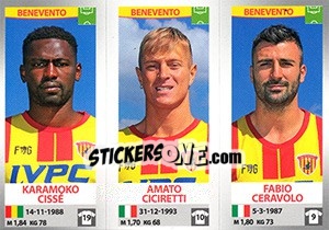 Sticker Karamoko Cissé / Amato Ciciretti / Fabio Ceravolo - Calciatori 2016-2017 - Panini