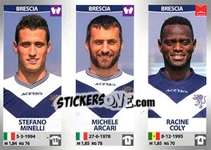 Sticker Stefano Minelli / Michele Arcari / Racine Coly - Calciatori 2016-2017 - Panini