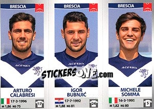 Sticker Arturo Calabresi / Igor Bubnjic / Michele Somma - Calciatori 2016-2017 n. 614 - Panini