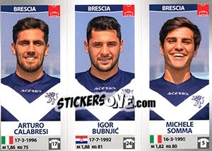 Figurina Arturo Calabresi / Igor Bubnjic / Michele Somma - Calciatori 2016-2017 - Panini