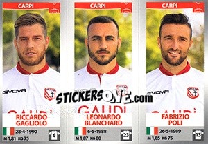 Sticker Riccardo Gagliolo / Leonardo Blanchard / Fabrizio Poli - Calciatori 2016-2017 n. 621 - Panini