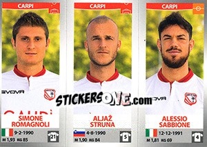 Sticker Simone Romagnoli / Aljaž Struna / Alessio Sabbione - Calciatori 2016-2017 n. 622 - Panini