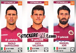 Sticker Paolo Bartolomei / Luca Valzania / Manuel Iori - Calciatori 2016-2017 - Panini