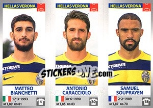 Cromo Matteo Bianchetti / Antonio Caracciolo / Samuel Souprayen - Calciatori 2016-2017 - Panini