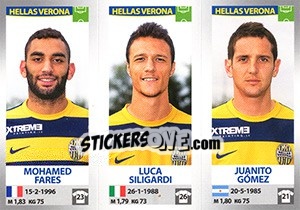 Sticker Mohamed Fares / Luca Siligardi / Juanito Gómez - Calciatori 2016-2017 n. 654 - Panini