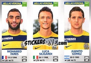 Cromo Mohamed Fares / Luca Siligardi / Juanito Gómez - Calciatori 2016-2017 - Panini