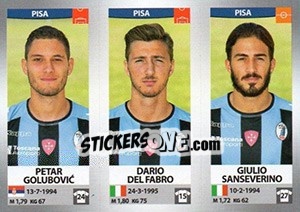Sticker Petar Golubovic / Dario Del Fabro / Giulio Sanseverino - Calciatori 2016-2017 n. 682 - Panini