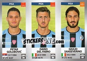 Figurina Petar Golubovic / Dario Del Fabro / Giulio Sanseverino - Calciatori 2016-2017 - Panini