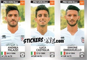 Sticker Andrea Palazzi / Luca Castiglia / Simone Emmanuello - Calciatori 2016-2017 - Panini