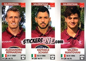 Cromo Alessandro Bernardini / Raffaele Schiavi / Valerio Mantovani - Calciatori 2016-2017 - Panini