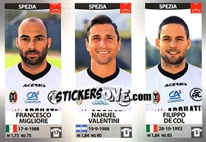 Sticker Francesco Migliore / Nahuel Valentini / Filippo De Col - Calciatori 2016-2017 n. 711 - Panini