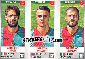 Cromo Alberto Masi / Martin Valjent / Damiano Zanon - Calciatori 2016-2017 - Panini