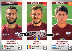 Sticker Matteo Legittimo - Mihai Bălașa - Santiago Colombatto - Calciatori 2016-2017 - Panini