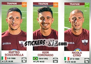 Sticker Matteo Scozzarella / Igor Coronado / Nicola Citro - Calciatori 2016-2017 n. 729 - Panini